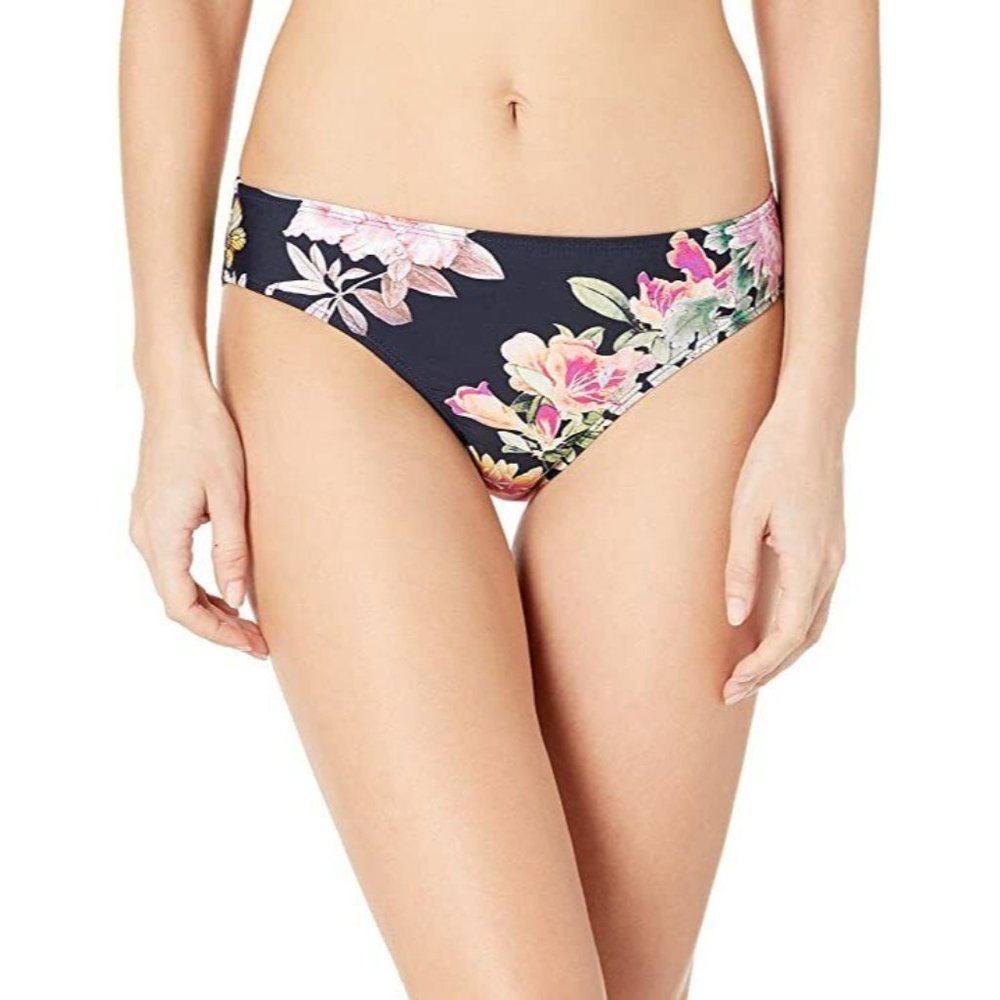 RACHEL ROY- Women's Paradise Navy Blossom Bikini Bottom, Navy Floral, Large, NWT